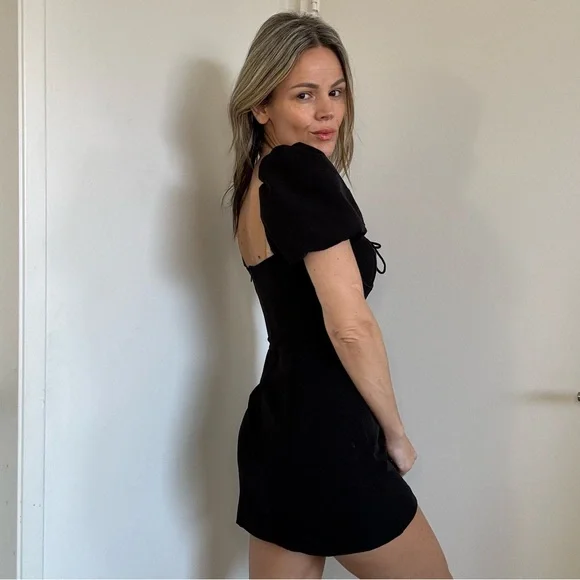 New Zara Puff Sleeve Dress Black - Picture 9 of 12